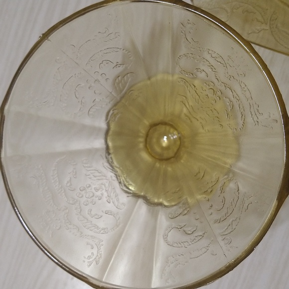 6 Federal Glass Madrid Amber Champagne Sherbet Set w/ 2 Plates Depression Set - Picture 5 of 5